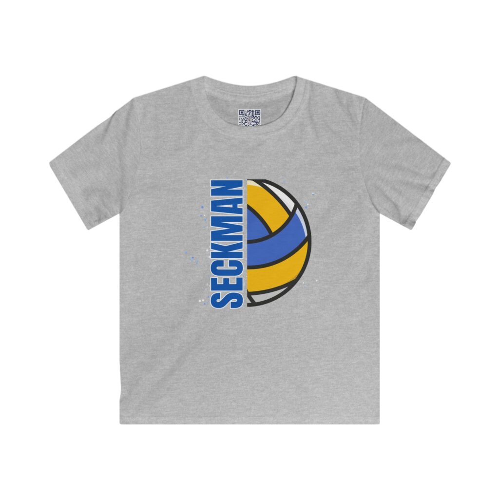Seckman Jaguars volleyball design printed on a youth tee, available in six colours.