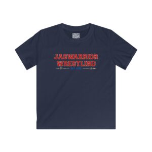 Youth tee printed with Jagwarrior Wrestling Est. graphic on the front chest