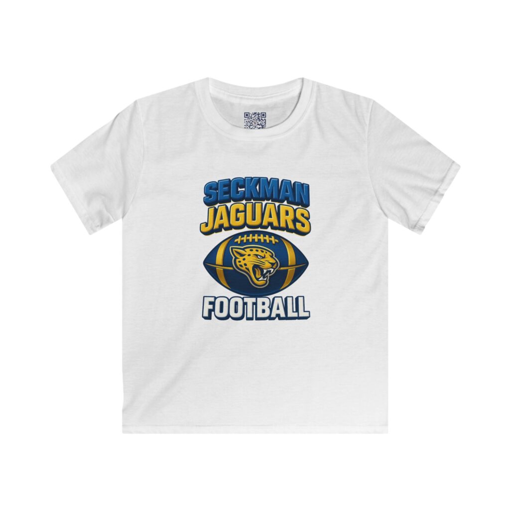 Seckman Jaguars youth tee with Jag on Football graphic on front