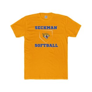 Seckman Jaguars softball home plate graphic printed on an adult tee