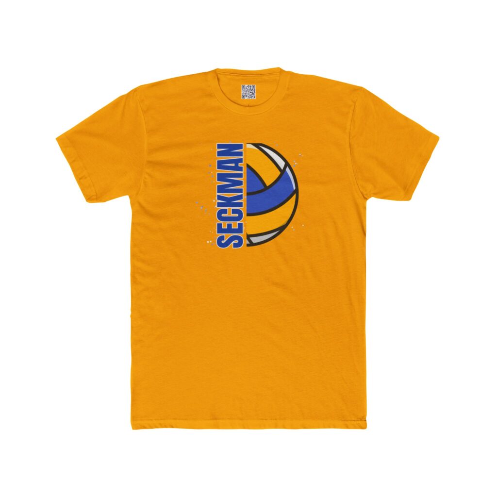 Seckman Jaguars volleyball design printed on an adult tee, shown in available colors