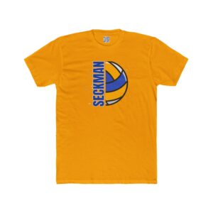 Seckman Jaguars volleyball design printed on an adult tee, shown in available colors
