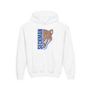 Seckman Jaguars Jag face graphic printed on a youth hoodie