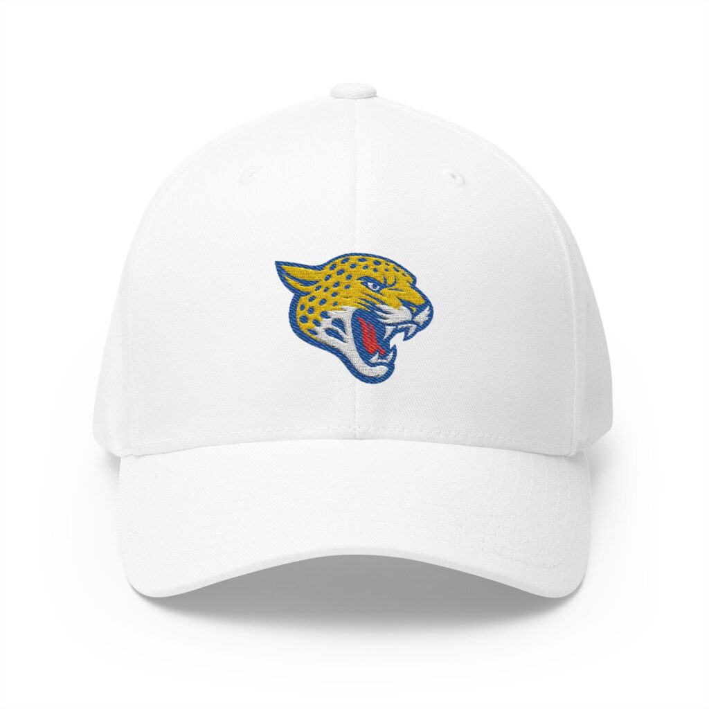Seckman Jaguars logo embroidered on a Flexfit hat