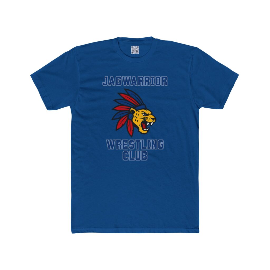 Jagwarrior Wrestling Club logo printed on the front of an adult tee