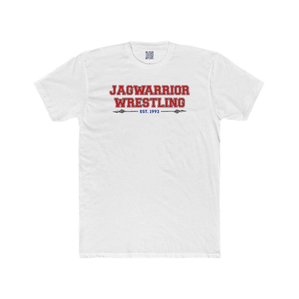 Jagwarrior Wrestling EST design printed on an adult tee