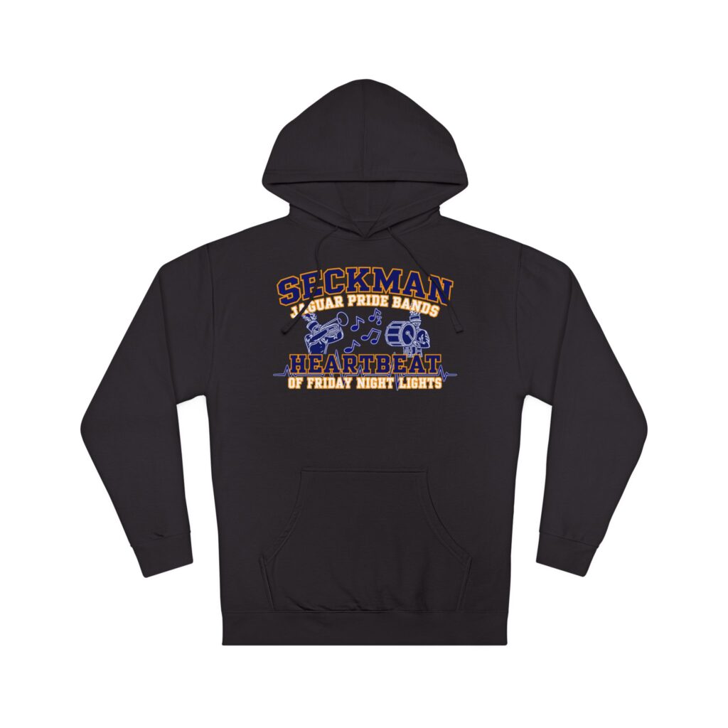Seckman Jaguars Pride Bands hoodie with 'Heartbeat of Friday Night Lights' text