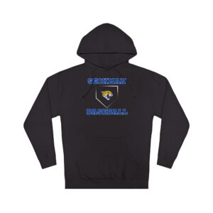 Seckman Jaguars baseball home plate design printed on an adult hoodie