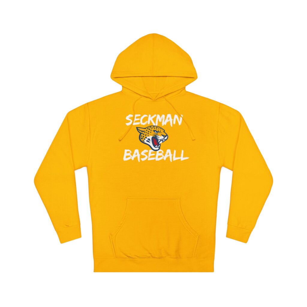 Seckman Jaguars baseball paint design printed on an adult hoodie
