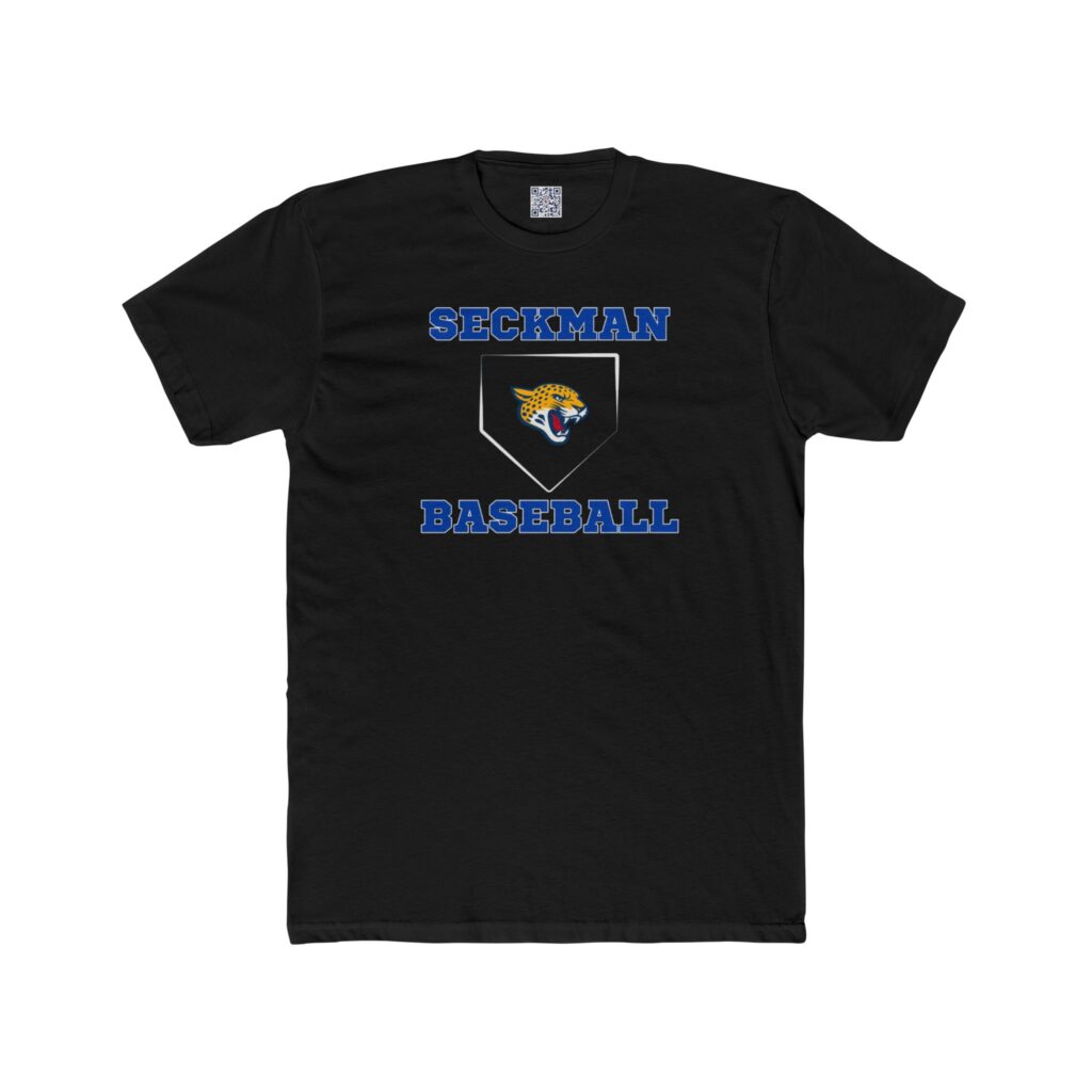 Seckman Jaguars baseball home plate design printed on an adult tee