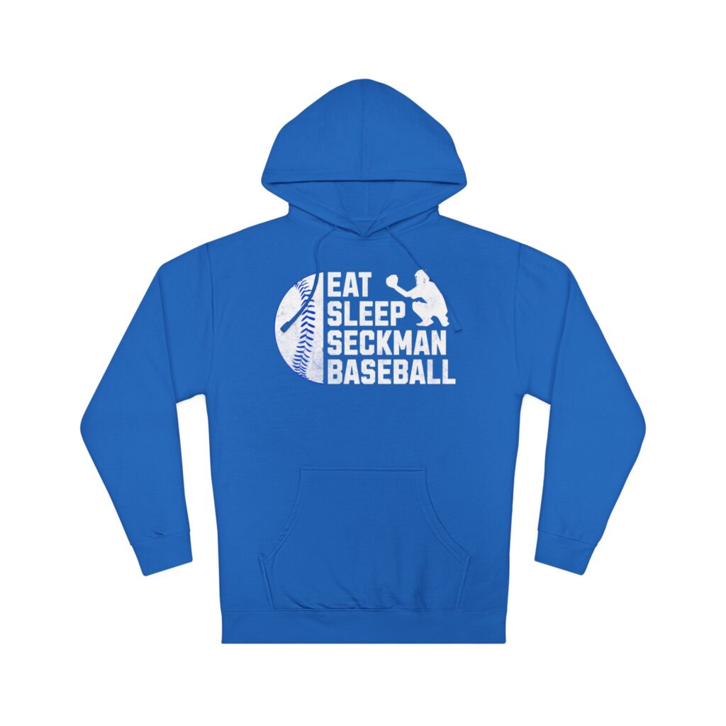 Eat Sleep Seckman Baseball graphic printed on adult hoodie for Seckman Jaguars fans