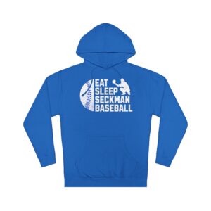 Eat Sleep Seckman Baseball graphic printed on adult hoodie for Seckman Jaguars fans